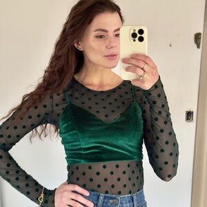 XS / Emerald Green Velvet Bra Top